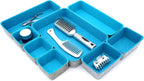 Welaxy desk drawer organizer tray felt storage bin for home office entryway catchall key holder makeup crafts pens decluttering 8-piece gift Solution (Turquoise)