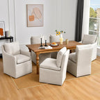 DUHOME Upholstered Armless Dining Chair with Casters,Linen Accent Chair for Living Room,Single Sofa Char with 4 Casters for Bedroom Reading Waiting Kitchen Dining Room