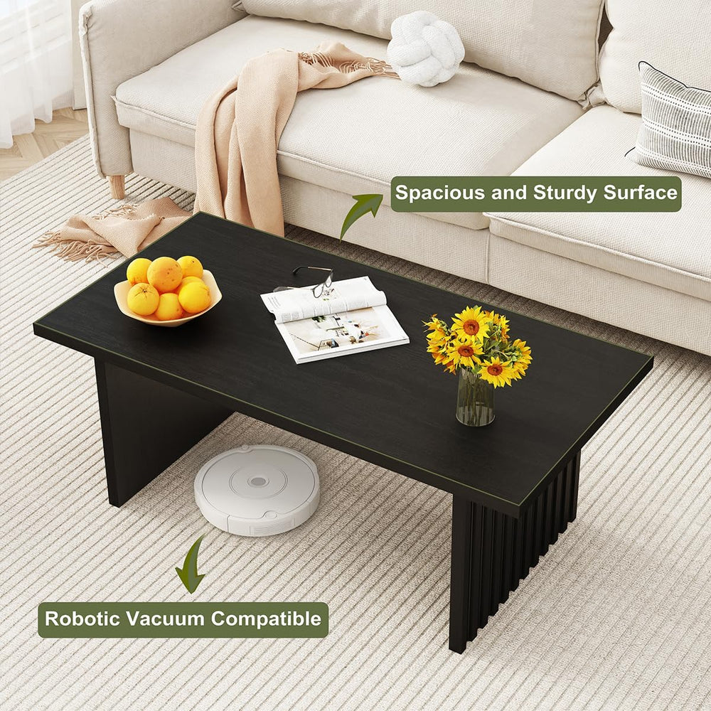 BON AUGURE Black Coffee Table, 43 Inch Modern Coffee Tables for Living Room, ...