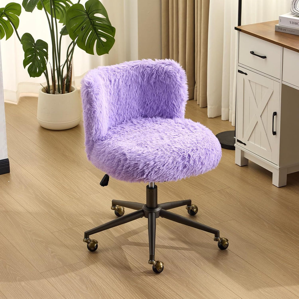 VINGLI Plush Upholstery Vanity Desk Chair with Curved Back & 90-102° Tilt...