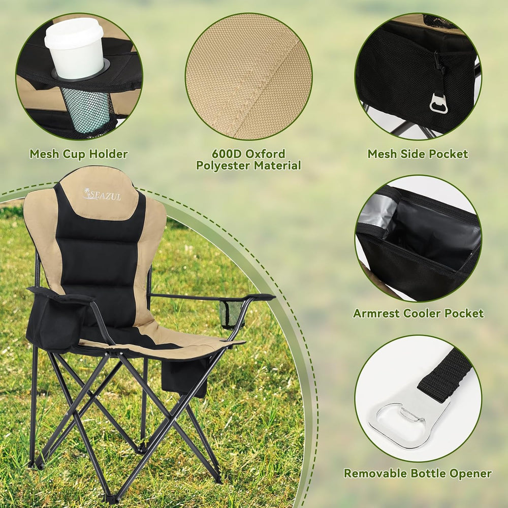 Camping Chairs for Adults, Heavy Duty Camping Chairs 2 Pack, Folding Chairs f...