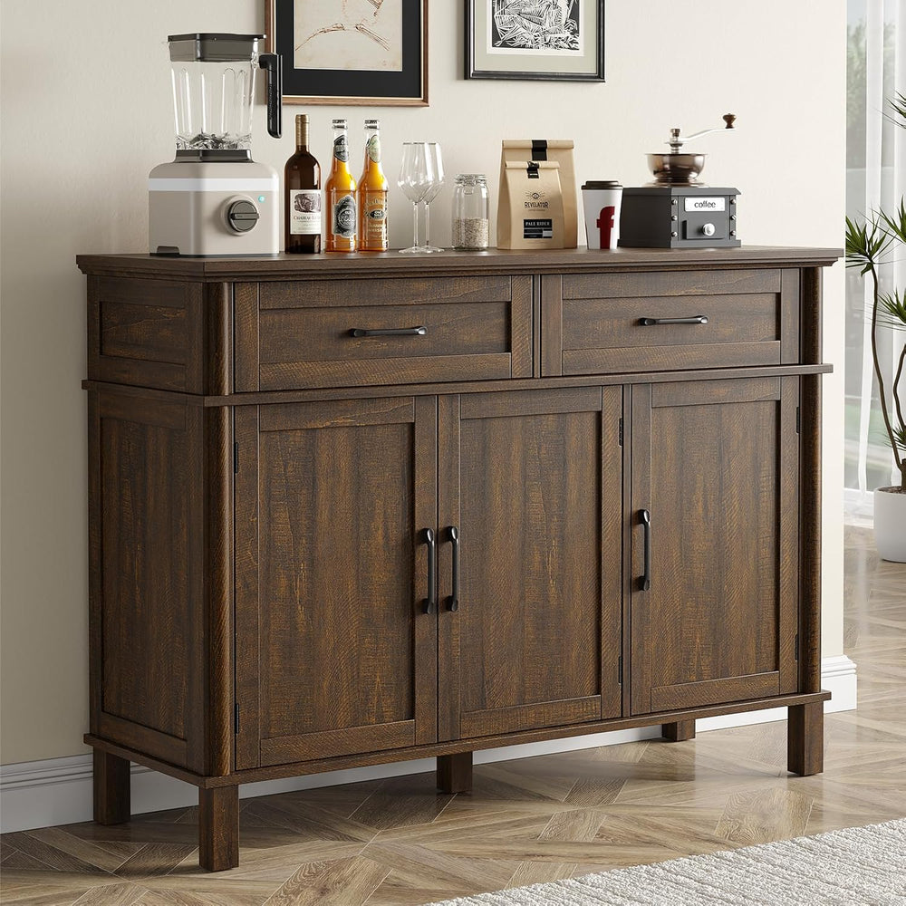 48 Inch Sideboard Buffet Cabinet with Storage, Farmhouse Coffee Bar Cabinet w...