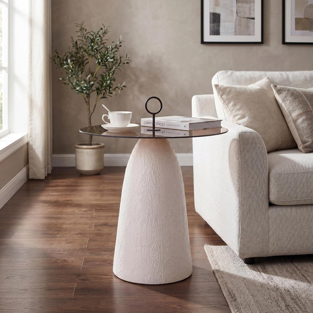 Christopher Knight Home Bruce Modern Coffee Table, Round Side Table with Glas...