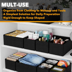 SpaceAid Drawer Organizer Clothes, 12 Pack Dresser Organizer Bins for Nursery, Closet Organization and Storage Dividers for Clothing, Baby Clothes, Underwears, Socks (Black)