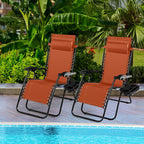 Tangkula Zero Gravity Chair, Folding Patio Lounge Chair Adjustable Outdoor Recliner with Cup Holder, Wide Armrest for Patio Garden Poolside Outdoor Yard Beach, Support 350 lbs (2, Orange)