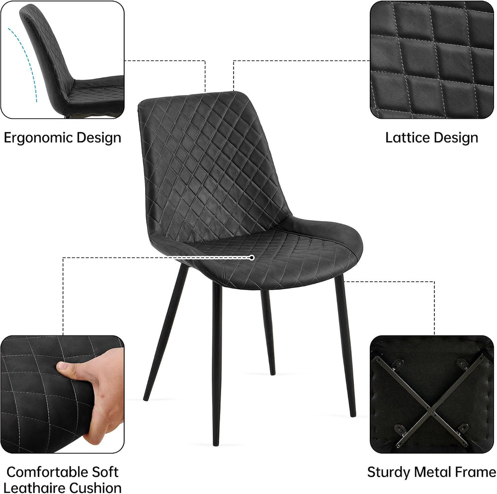 PU Leather Dining Chairs Set of 2, Modern Armless Dining Room Chairs, Comfy U...