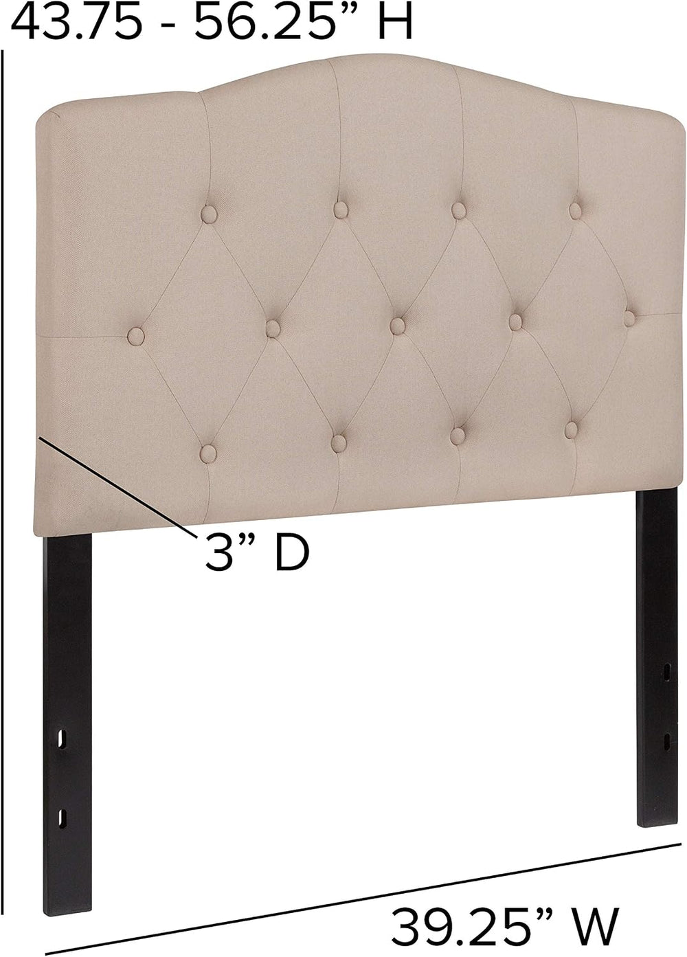Flash Furniture Cambridge Tufted Upholstered Twin Size Headboard in Beige Fabric
