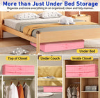 Under Bed Storage, Large Underbed Storage Containers with Lids, Foldable Clothes Storage Bins W/ Reinforced Handle for Bedroom Organization, Closet Organizers for Blanket, Shoe, Pillow -2 Pack, Pink