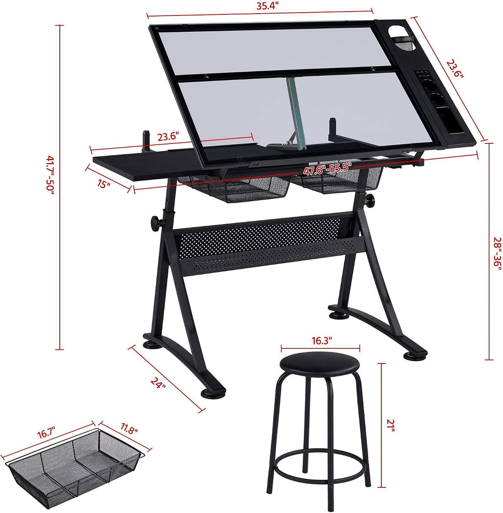 Yaheetech Drawing Table, Art Craft Desk with Adjustable Tabletop, Painters/Ar...