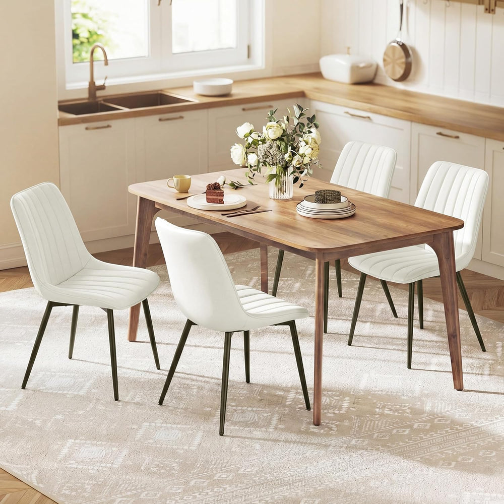 VASAGLE Dining Chairs Set of 4, Upholstered Kitchen Chairs, Synthetic Leather...