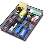 WuGeShop Office Desk Drawer Organizer, 5 Compartments Mesh Drawer Organizer Tray for Storage Art Supplies, Stationery, Black