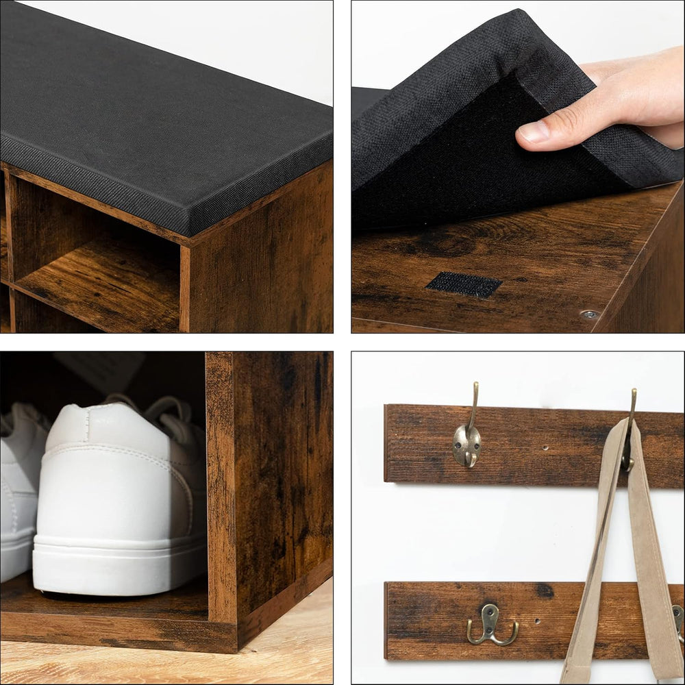 HOOBRO Shoe Storage Bench with Cushion, 39.4" L Entryway Bench with 12 C...