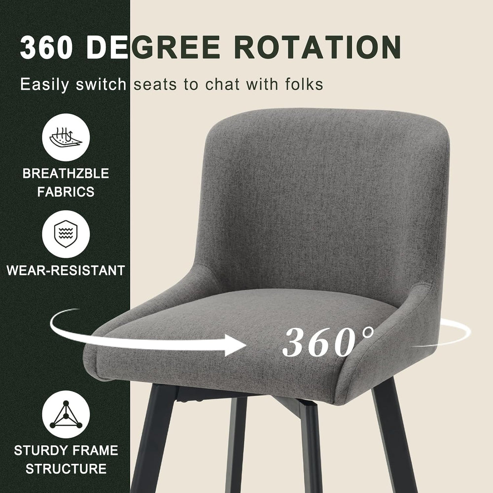 SAECKBERG Swivel Bar Stools Set of 3, 29''H Upholstered Barstools wit...