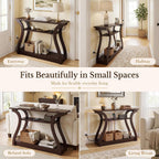 ZenStyle Wood Console Table with with Charging Station, 3 Tier Modern Accent Sofa Table for Entryway, Living Room, Hallway, 53 in Wide, Easy Assembly