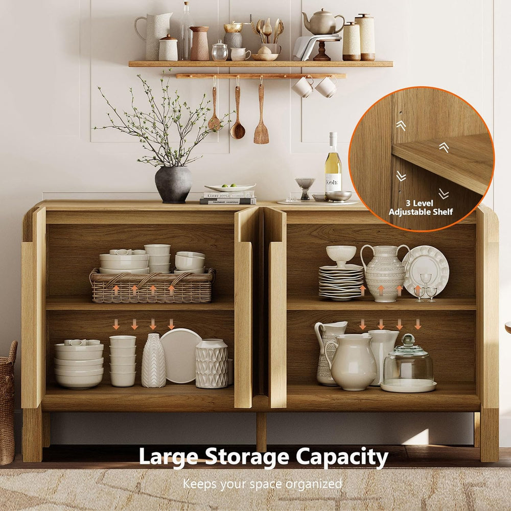 WAMPAT 63" W Large Buffet Sideboard Cabinet with Storages, Modern Buffet...