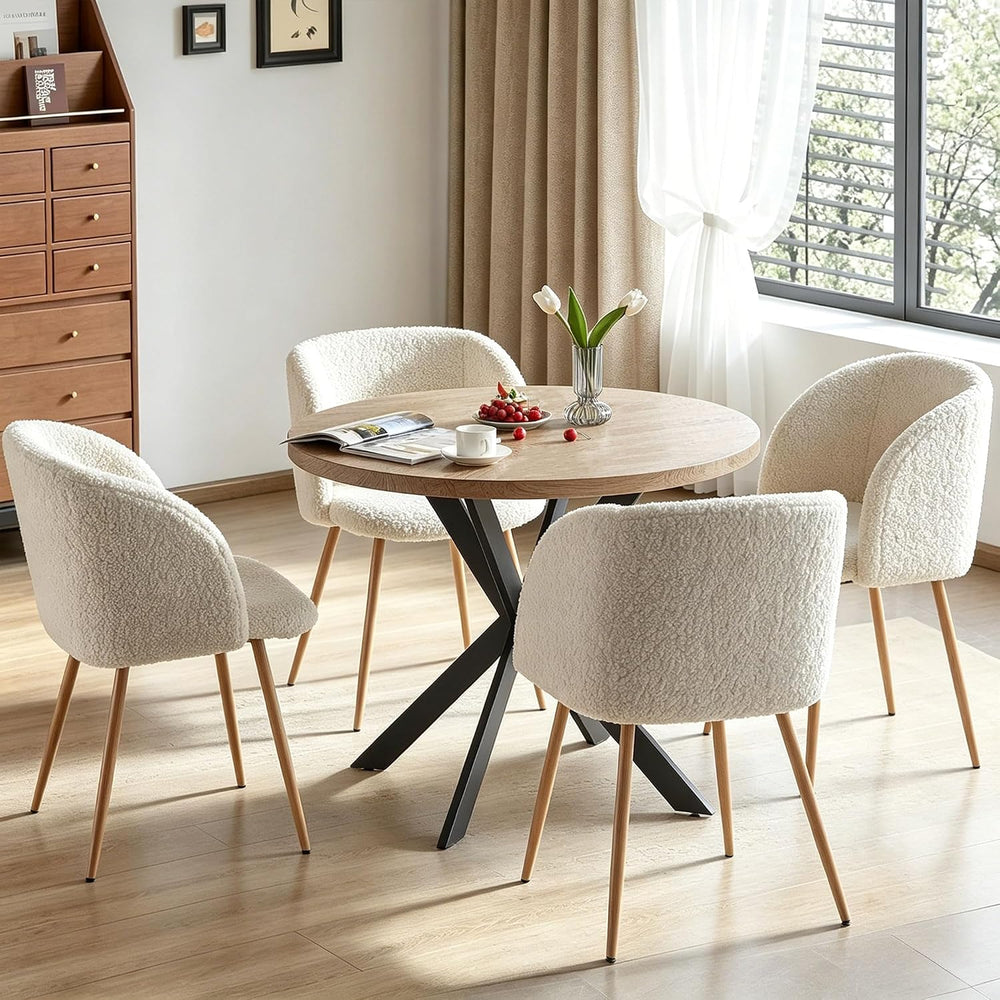 Homedot 5 Pieces Dining Table Set for 4, Modern Mid Century Round Kitchen Din...
