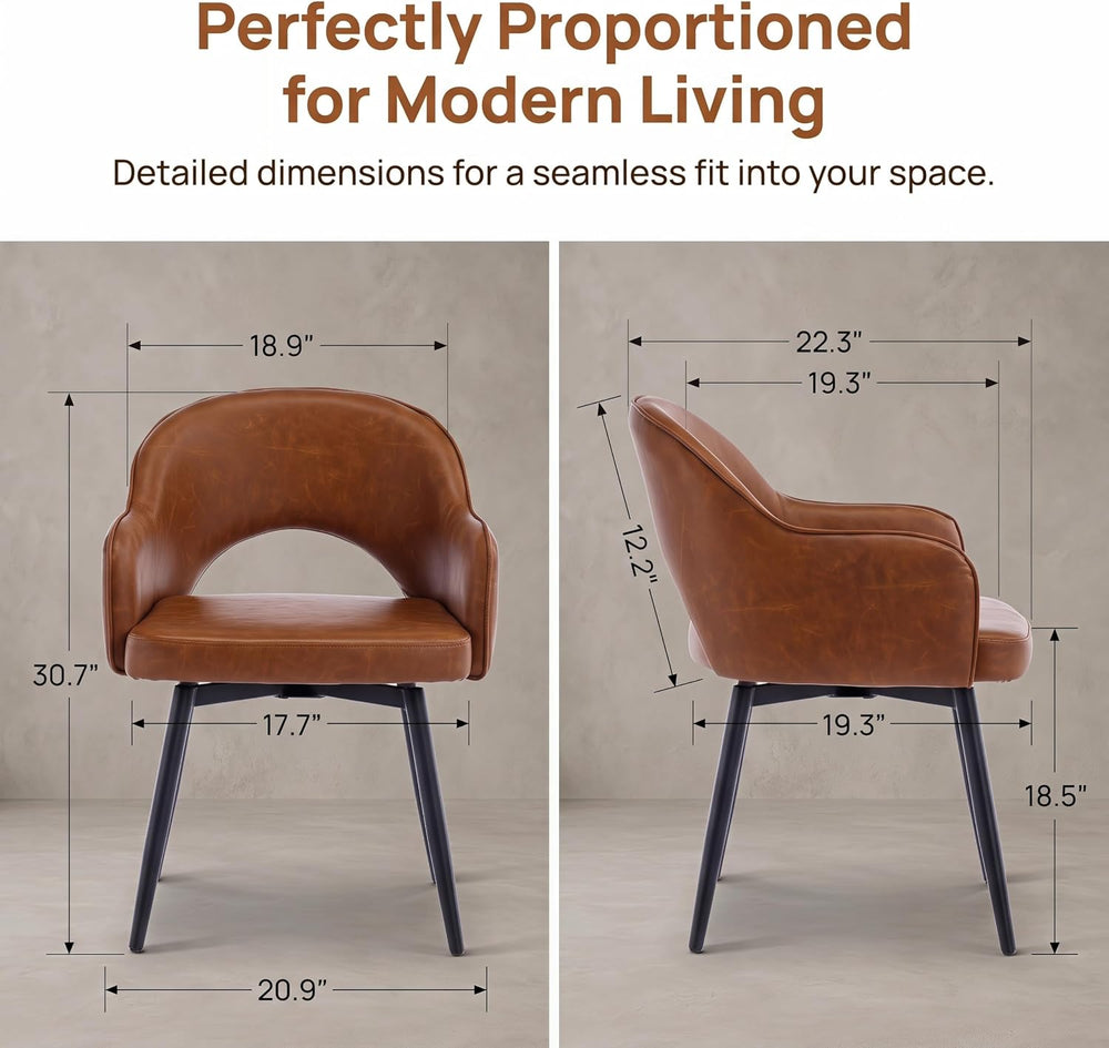 Ya-Home Modern Swivel Dining Chairs Set of 6, Comfy Upholstered Side Chair PU...