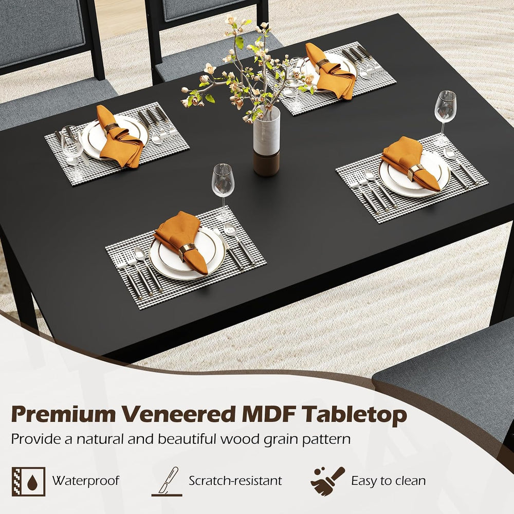 Giantex 5-Piece Dining Table Set for 4, Wooden Kitchen Table and Chairs with ...