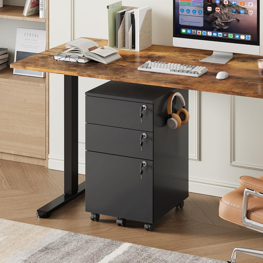 DEVAISE 3 Drawer File Cabinet with Individual Locks, Wood Filing Cabinet for ...