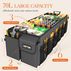 HOTOR Foldable Trunk Organizer - SUV & Sedan Compatible, 3 Compartments, Grey, 31.9"12.6"10.6" Sturdy Car Organization for Accessories, Tools, Sundries