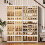 CIMLORD 9-Tier Foldable Shoe Rack Organizer with Wheels, 27 Pairs, White | Collapsible Large Plastic Shoe Cabinet, Fits Boots, Stackable, Clear Doors, Easy Assembly, Closet, Entryway, Living Room