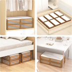Wisuce Bamboo Under Bed Storage Containers- Underbed Organizer with Wheels with Large Dust Bag,Sturdy Wood Rolling Under the Bed Shoe Storage Organizer Drawer 2 Packs (Walnut, Long)