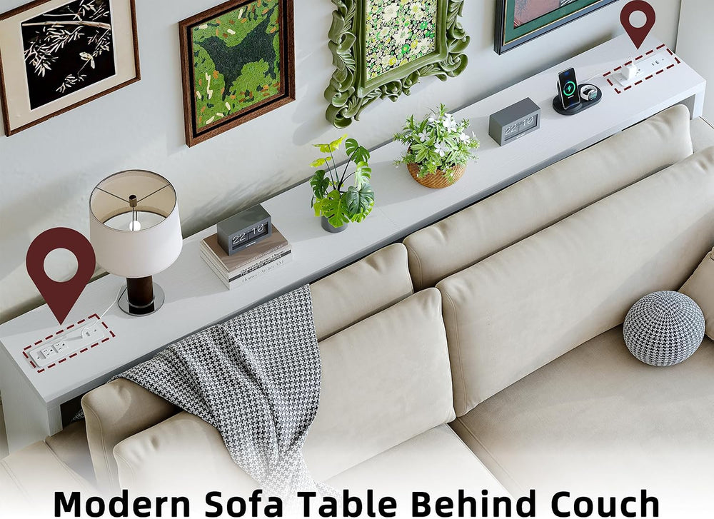 TIQLAB Sofa Table, 79''L x 9.1''W (1.2'' Thickness) L...