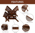 HBlife Dish Rack,Teak Folding 2-Tier Collapsible Drainer Dish Drying Rack with Utensils Flatware Holder Set