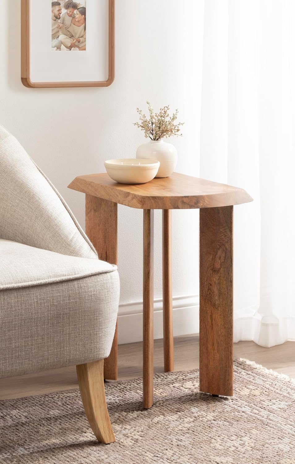 Kate and Laurel Vaux Modern Mango Wood Rectangular Side Table, 22 x 14 x 22, ...