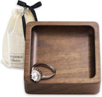 Walnut Wood Ring Holder, Engraved Jewelry Dish and Storage Tray, Unique Gift for Her, Valentine’s Day Gift