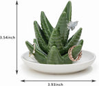 Aloe Ring Holder Ceramic Ring Dish, Jewelry Holder Dish Trinket Tray For Rings Earrings Trinkets Organizer, Christmas Birthday Bridesmaid Gifts for Women