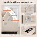Ball & Cast Modular Convertible L-Shaped Sectional Sleeper Sofa Bed Pull Out Couch with Moveable Storage Ottoman,Oversized Chenille Pull-Out Sofa Bed W/Reclining Armrest&USB Port,for Living Room,Beige