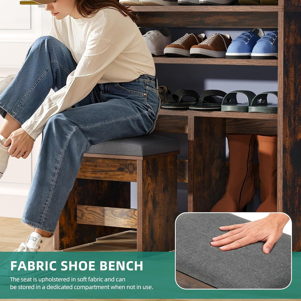 DWVO Shoe Cabinet with Hidden Bench, 8 Tiers Free Standing Shoe Racks, 70.9&#...