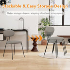 LSSPAID Dining Chairs Set of 2, Linen Fabric Upholstered Dining Room Chairs with Walnut Bentwood Back, Mid-Century Modern Kitchen Chairs with Adjustable Feet Pads, Grey