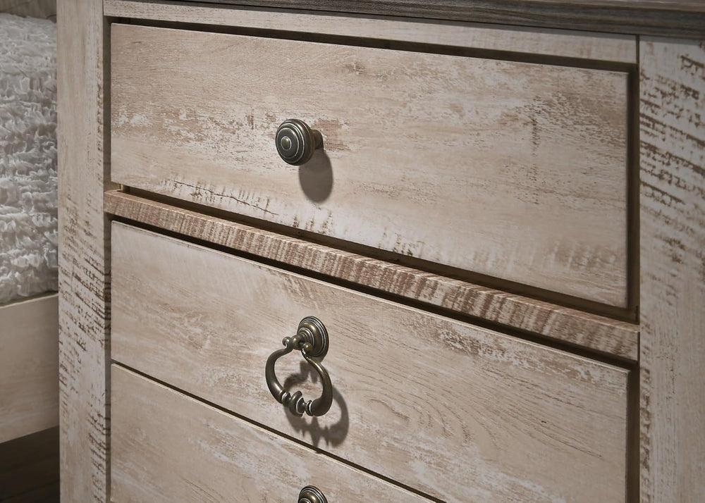 Contemporary Patched Top 3-Drawer Nightstand, Antique Brown ﻿,for Small Spaces