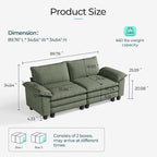 LINSY HOME 90'' Cloud Loveseat Sofa, Modular Sectional Couches Corduroy Cloud Couch Soft Modern Comfy Love Seat Sofa Set for Living Room Apartment Office, Green