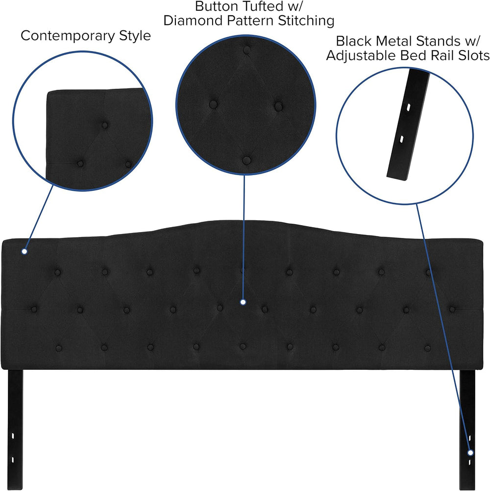 EMMA + OLIVER Black King Tufted Headboard