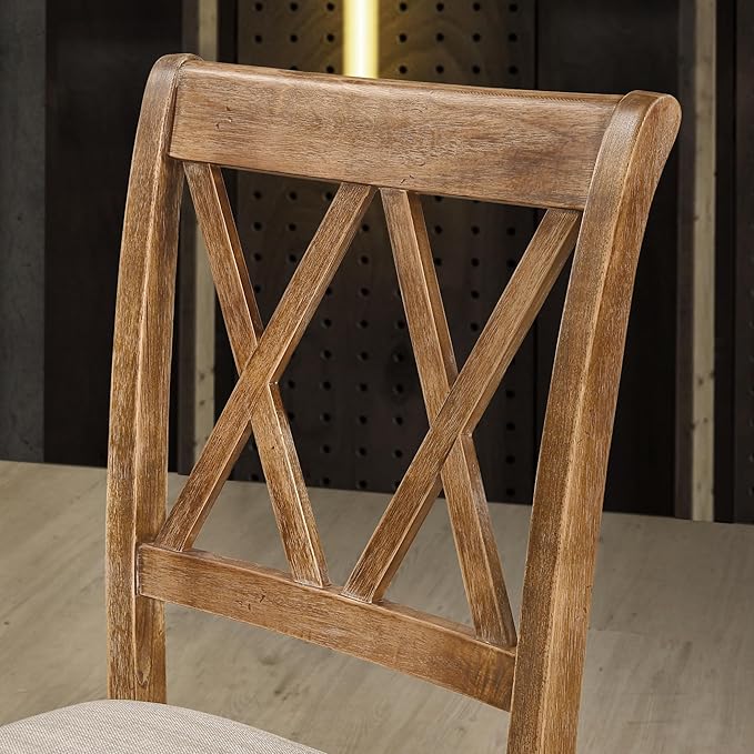 Roundhill Furniture Windvale Fabric Upholstered Dining Chair, Set of 2, Brown
