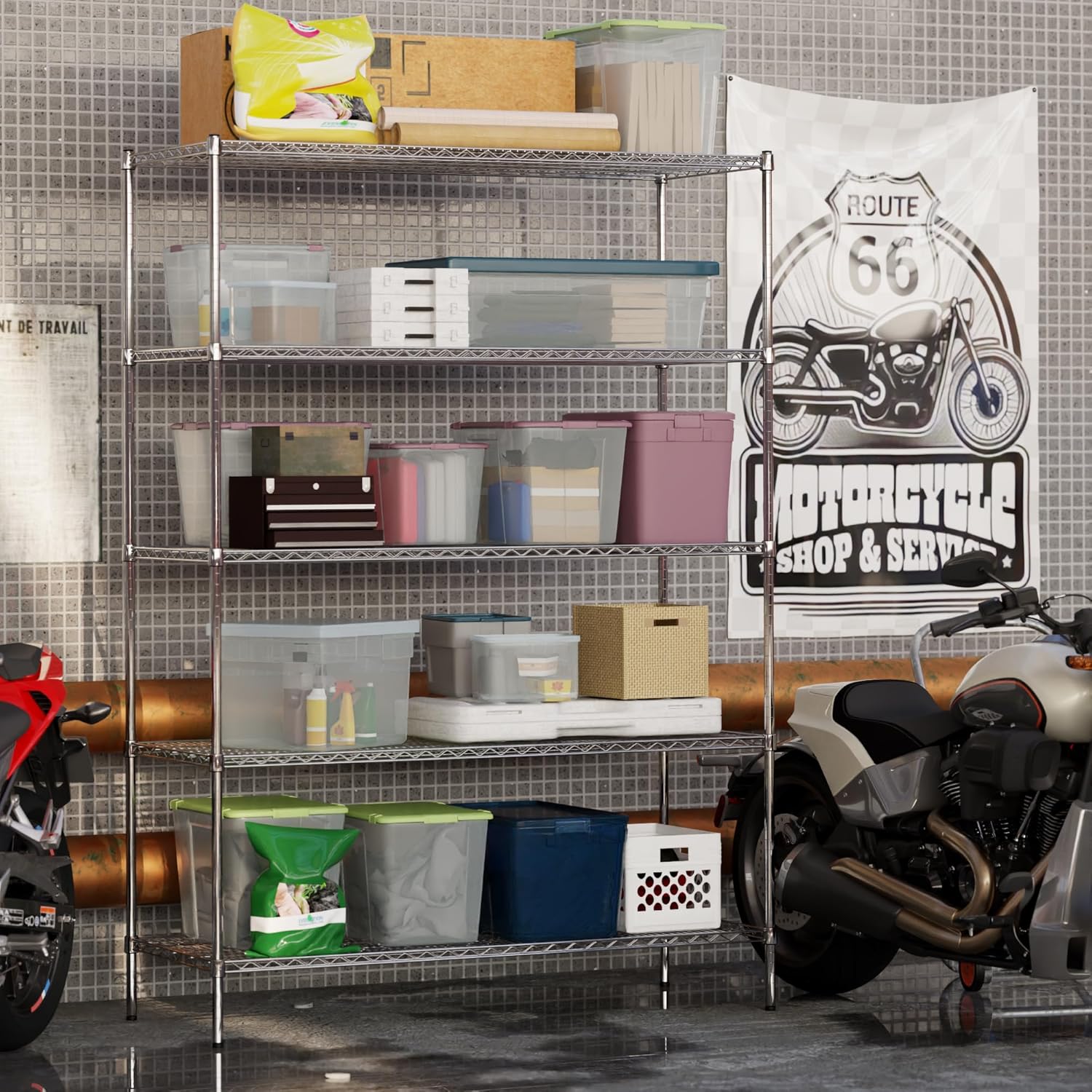 24" Deep x 60" Wide x 86" Height Wire Shelving Kit | 5-Tier | NSF Commercial Storage Rack Unit