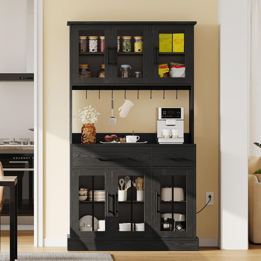 YITAHOME 71'' Kitchen Pantry Storage Cabinet with Microwave Stand, Ta...