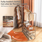 Rolling Clothing Garment Rack for Hanging Clothes–Portable Indoor Wardrobe Closet Organizer Shelves Metal Hanger Stand Heavy Duty Coat Drying Storage Racks with Wheels 15.7"Dx37"Wx67.7"H Chrome