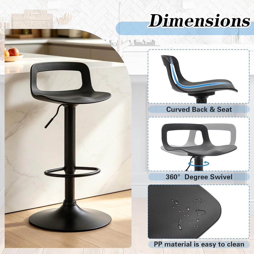 LSSPAID Bar Stools Set of 3, Adjustable Height 360° Swivel Bar Stools with Ba...