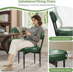 Upholstered Dining Chairs Set of 4, PU Leather Dining Room Chairs with Sturdy Metal Legs, Kitchen Chairs for Dining Room/Kitchen/Restaurant/Hotel, Modern Style, Green