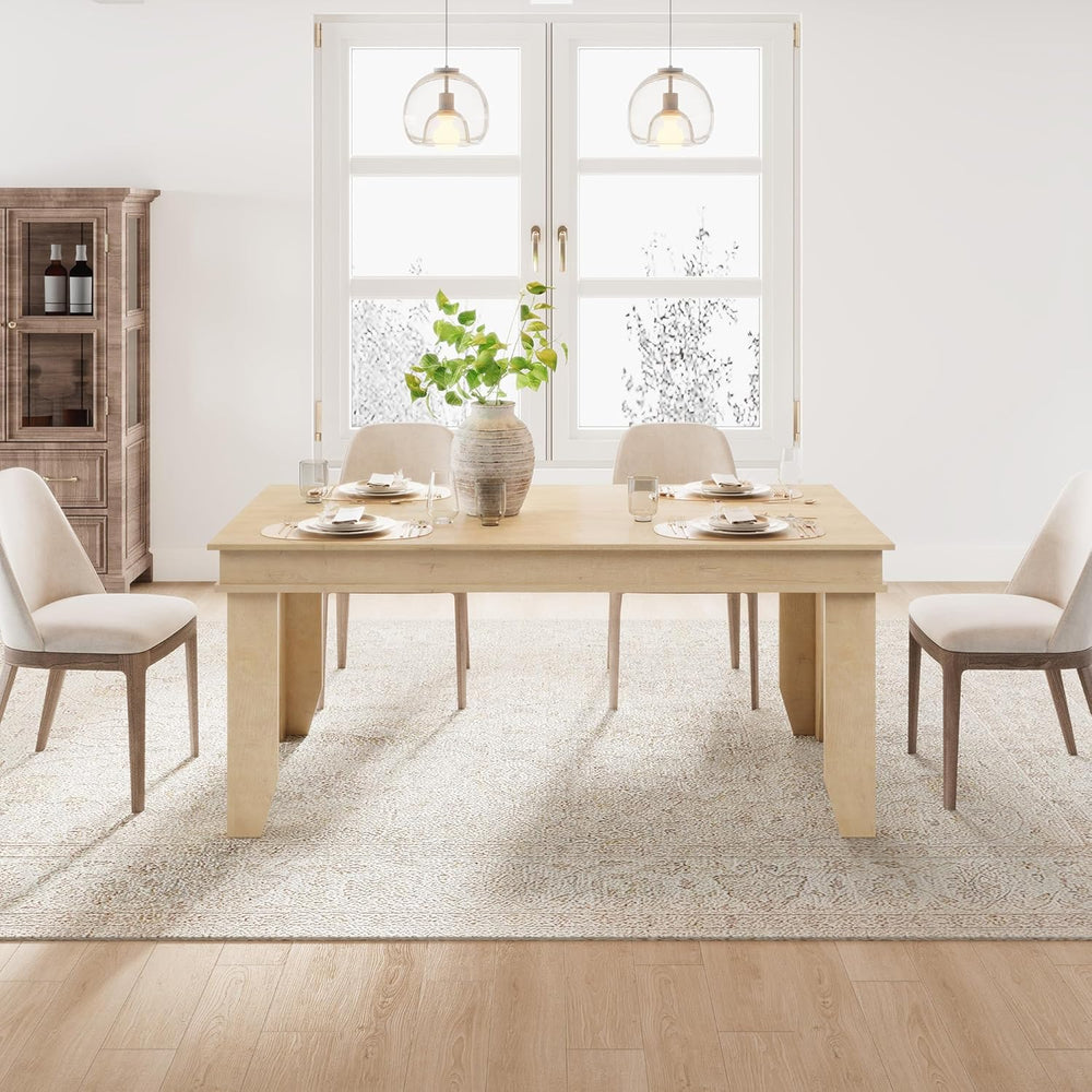 GarveeHome Farmhouse Dining Table for 4-6 People, 63 in Long Kitchen Tables w...