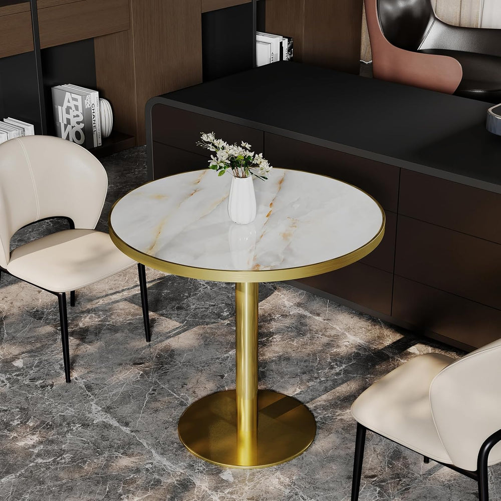 31.5" Round Tulip Table with 1.2" Thick Gold Vein Onyx Sintered Sto...