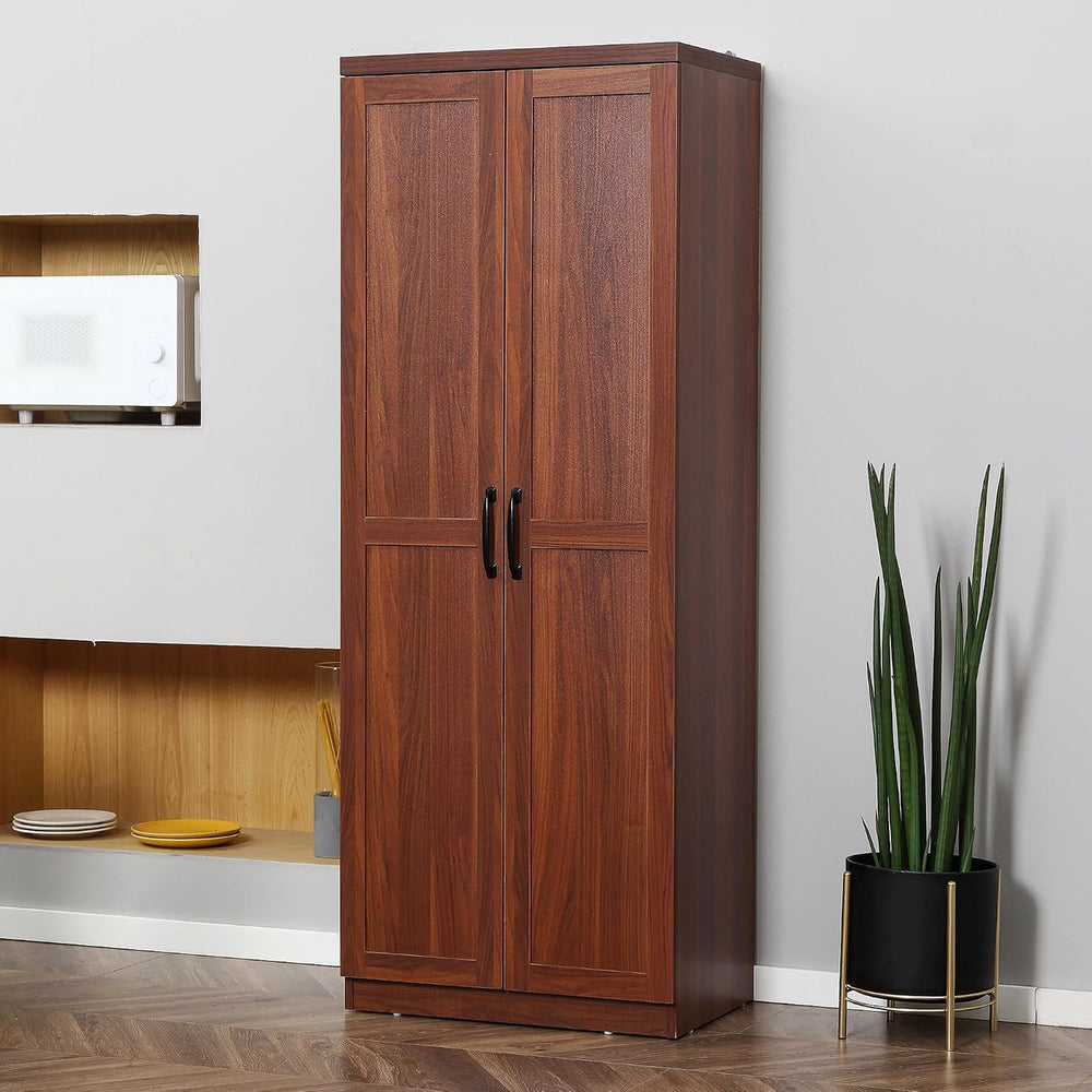 63" Kitchen Pantry, Freestanding Storage Cabinet with 5-Tier Shelving an...