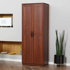 23.5" D*15.8" W*63" H Freestanding Kitchen Pantry with 4 Shelves, Double Door, Traditional, Rectangular Storage Cabinet, Easy Assembly, for Living Room, Dining Room, Brown