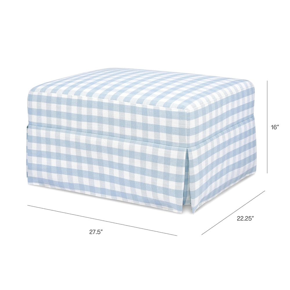 Namesake Crawford Gliding Ottoman in Blue Gingham, Greenguard Gold & Cert...