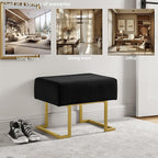 Modern Style Bedroom Single Seat Bench, Cushioned Bed end Stool, Living Room Sofa Stool, Footstool with Golden Iron Legs, Suitable for Bedroom and Living Room (Black, 21.65"x15.74"X16.53")