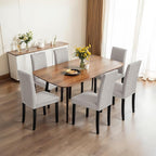 CHUN YI Upholstered Dining Chairs Set of 6, Fabric Dining Room Chairs with Solid Wood Legs, Modern Parson Chairs for Kitchen, Restaurant, Hotel, Light Gray